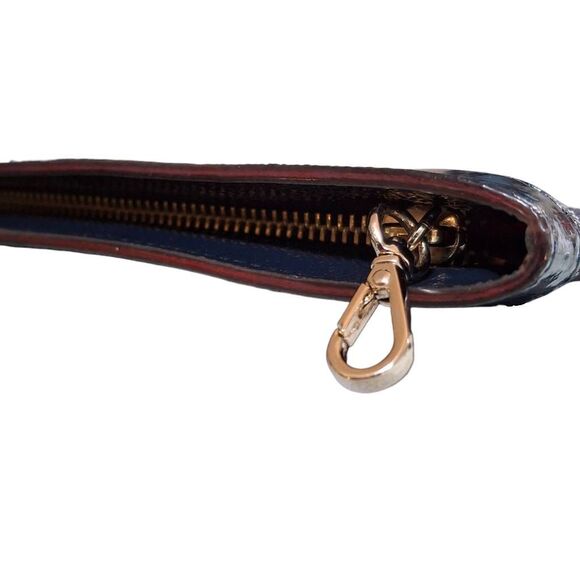 Vintage Kate Spade Clutch | Navy Logo Canvas with Patent Leather Trim | Red Inte - Picture 6 of 8